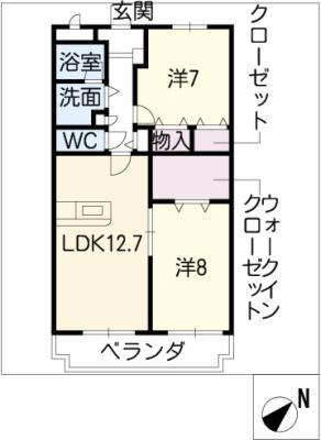 ルミエール(2LDK/2階)の間取り写真
