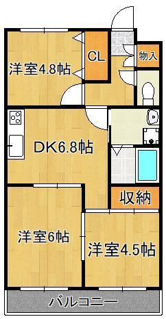 ドゥエル杉野(3DK/3階)の間取り写真