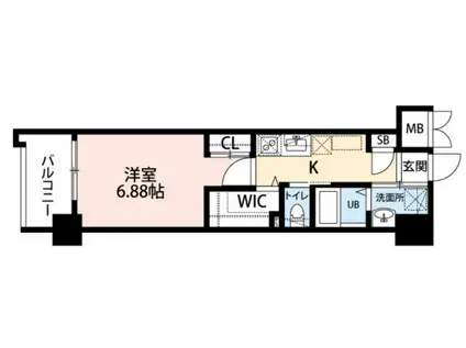 ウィングス到津の森(1K/14階)の間取り写真