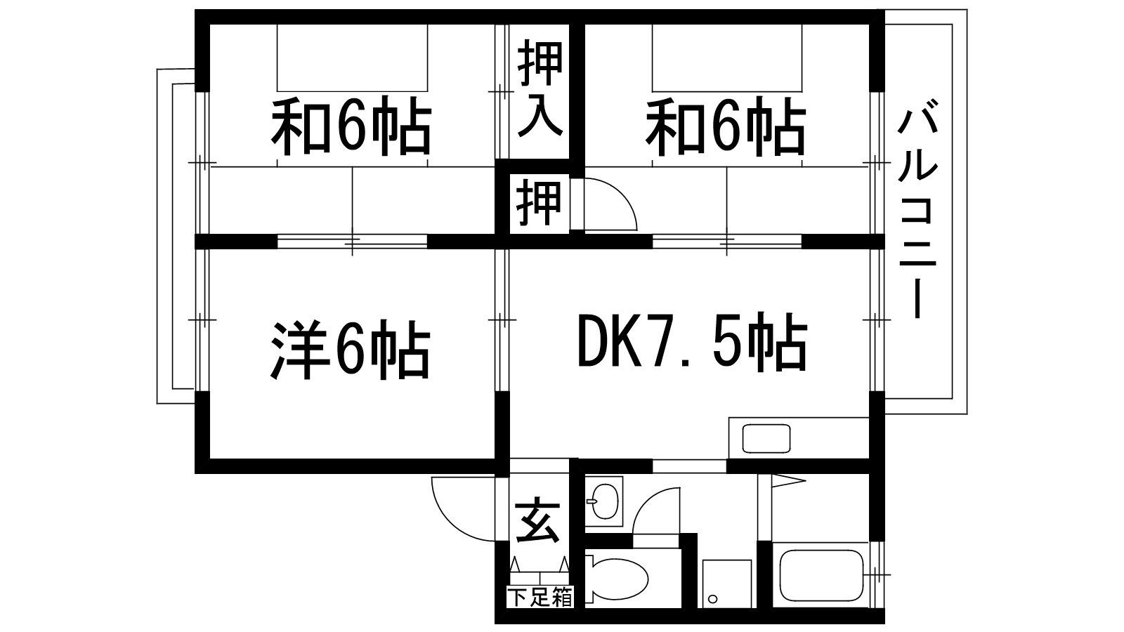 池尻ハイツ(3DK/2階)の間取り写真