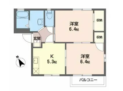 エパックハイツA(2K/2階)の間取り写真