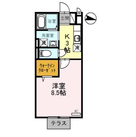 シャルト(1K/1階)の間取り写真