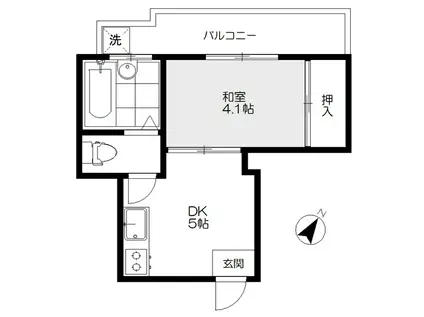 コーポ北沢(1DK/3階)の間取り写真