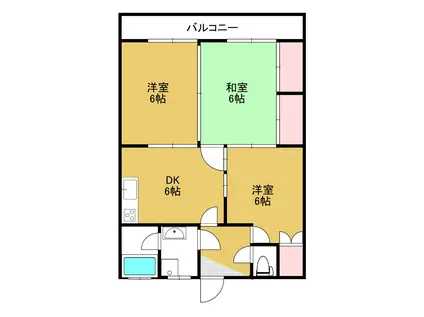 レジデンス竪林(3DK/3階)の間取り写真