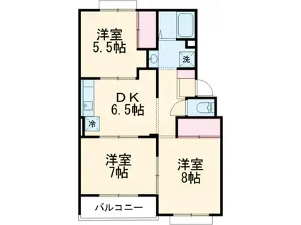 トリヴァンベール美船B(3DK/1階)の間取り写真