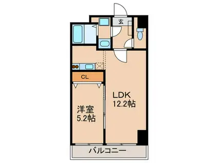 グロワール高宮(1LDK/4階)の間取り写真