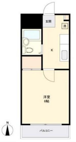 ビッグバーンズマンション横井B(1K/4階)の間取り写真