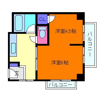 エルパラッツォ記田(2DK/2階)の間取り写真