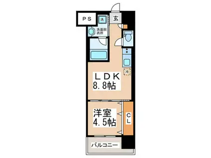 WARM天下茶屋(1LDK/2階)の間取り写真