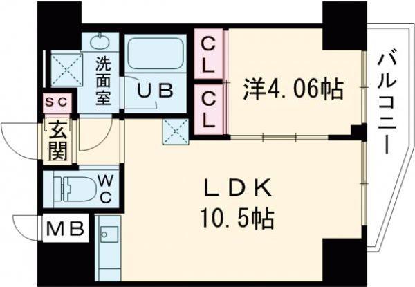 プレジオ永和EURO(1LDK/6階)の間取り写真