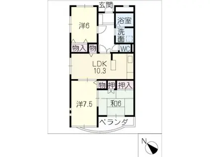エトワール(3LDK/3階)の間取り写真