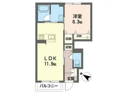シャーメゾングランディール(1LDK/1階)の間取り写真