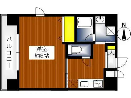 アスヴェル京都四条烏丸(1K/8階)の間取り写真