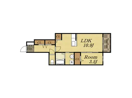 クレール宝塚(1LDK/1階)の間取り写真