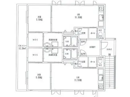 アサンテ向日町(1LDK/2階)の間取り写真