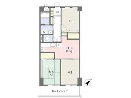 セザール鳴尾公園(3DK/3階)の間取り写真