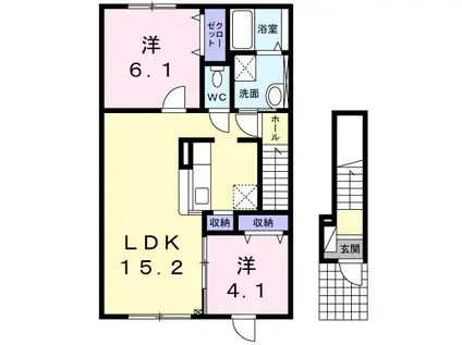 サニーパークI(2LDK/2階)の間取り写真