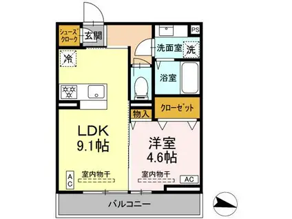レンブランサ湘南台(1LDK/3階)の間取り写真