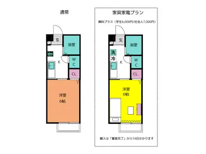 東武東上線 川越市駅 徒歩3分 2階建 築22年(1K/1階)の間取り写真