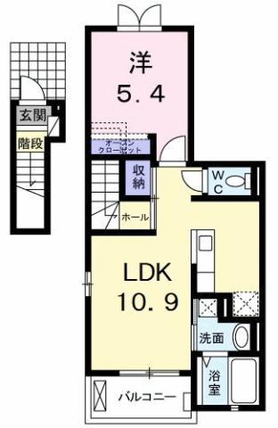 アヴェニール(1LDK/2階)の間取り写真