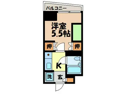 城門ビル(1K/3階)の間取り写真