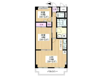 カーサU2(2LDK/4階)の間取り写真