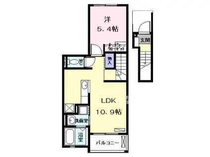 アンジュ(1LDK/2階)の間取り写真