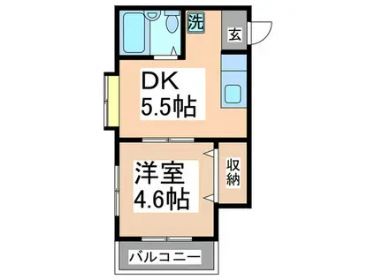 ファーストヒル江田(1DK/1階)の間取り写真