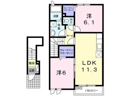 プロムナードA(2LDK/2階)の間取り写真
