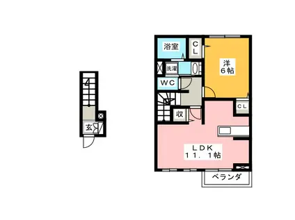グランツ(1LDK/2階)の間取り写真