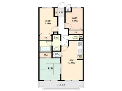 ライオンズマンション本厚木第2(3LDK/3階)の間取り写真