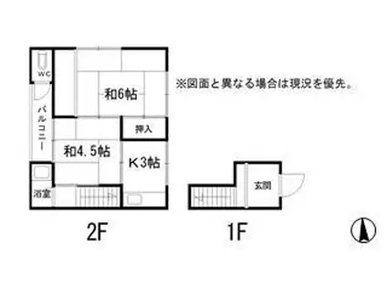 伊伝居土居アパート(2K/2階)の間取り写真