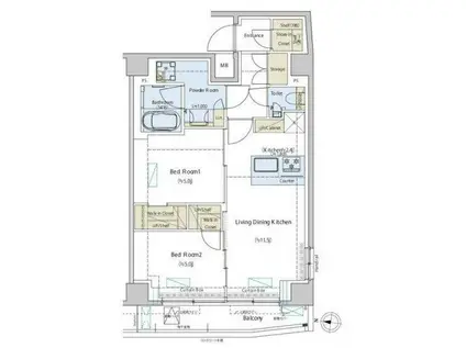 シダープラザ目黒本町(2LDK/4階)の間取り写真