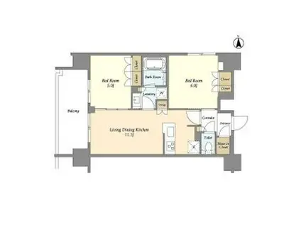 ジオエント上野稲荷町(2LDK/8階)の間取り写真