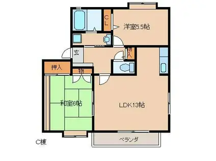 ミーツハオスK(2LDK/2階)の間取り写真