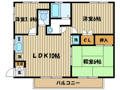 ヴェルディ府中(3LDK/2階)の間取り写真