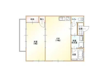 フルールK(1LDK/2階)の間取り写真
