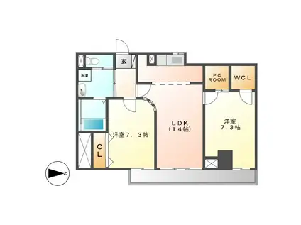 ランドハウス泉(2LDK/10階)の間取り写真