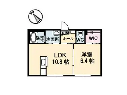 リアージュA棟(1LDK/1階)の間取り写真