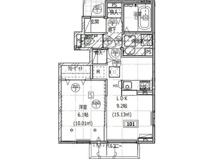 IEDES泉滝尻(1LDK/1階)の間取り写真