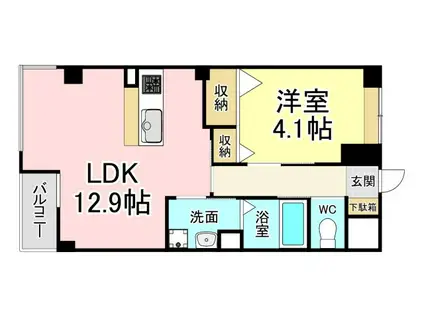 フローレンステラス(1LDK/2階)の間取り写真