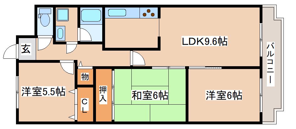 プリオーレ神戸山ノ手(3LDK/1階)の間取り写真