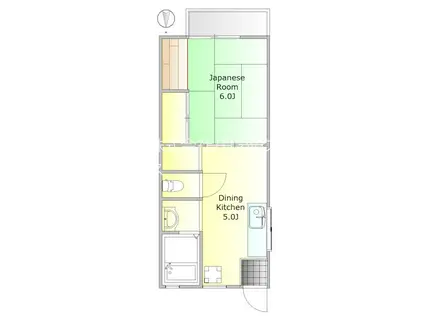 パストラーレ祐天寺(1DK/2階)の間取り写真