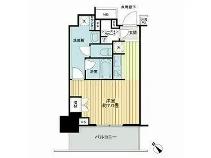 プラウドタワー平井(ワンルーム/9階)の間取り写真