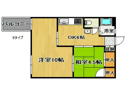 メゾンアサ(3DK/4階)の間取り写真