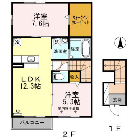 シャトーアサヒIV(2LDK/2階)の間取り写真
