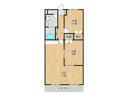 エレガンス生田(2LDK/3階)の間取り写真