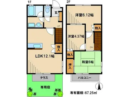 イルフルーレ五香F(3LDK/1階)の間取り写真