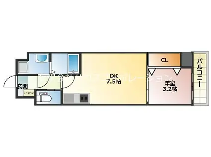 ヌー武庫川駅前(1DK/9階)の間取り写真