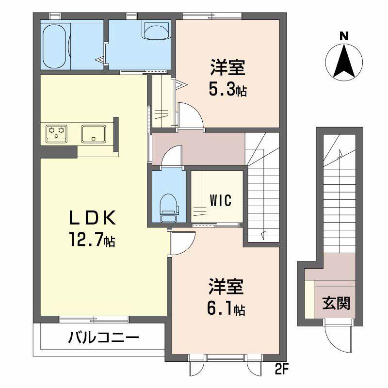 モン・ヴィラージュ(2LDK/2階)の間取り写真